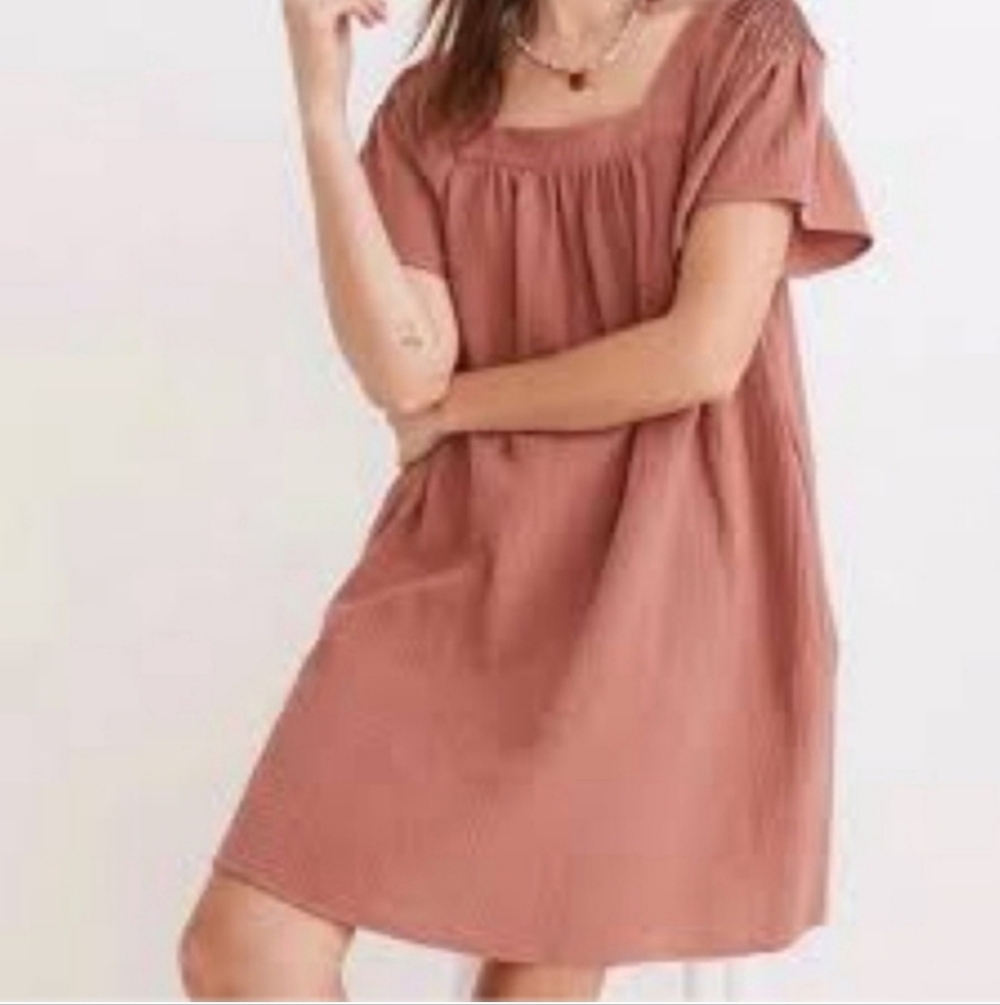 Madewell Lightspun Butterfly Square-Neck Mini Dress Sz XL